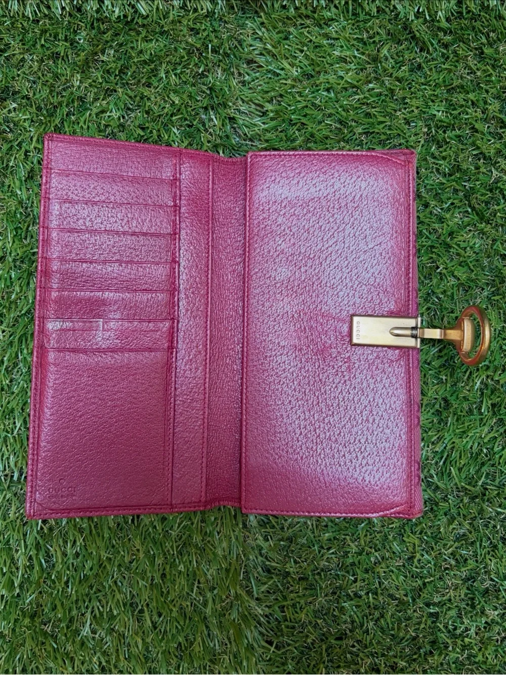 Vintage Gucci Horsebit Monogram Pink Long Wallet